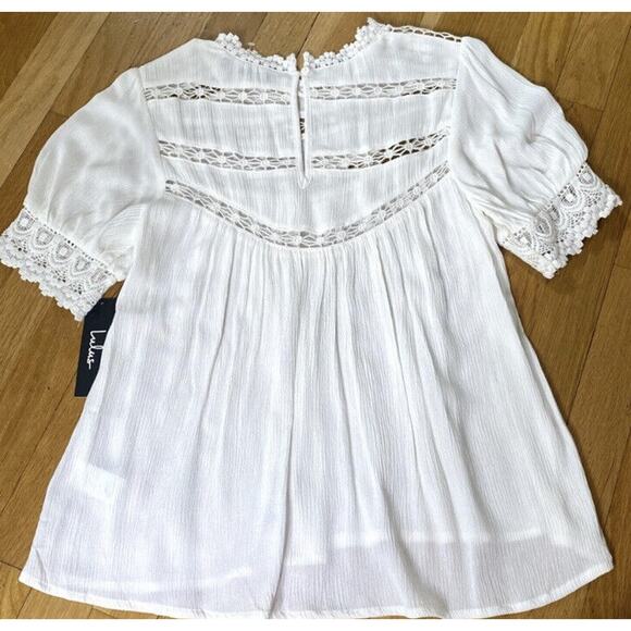 Lulus White Short Sleeve Romantic Lace Crotchet Top Size XS‎ New Style T15498 - Picture 4 of 13
